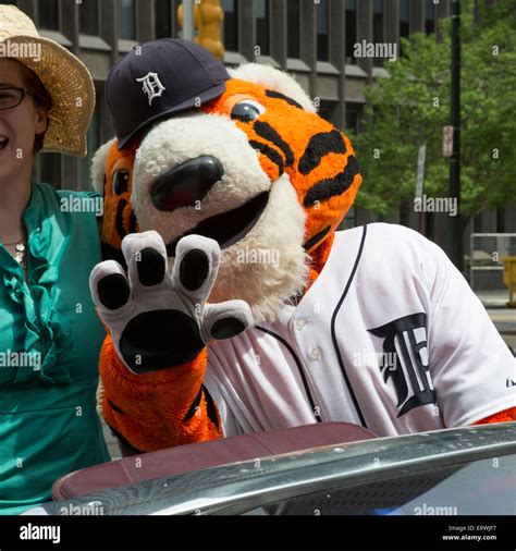 Detroit, Michigan - Paws, the mascot of the Detroit Tigers baseball ...