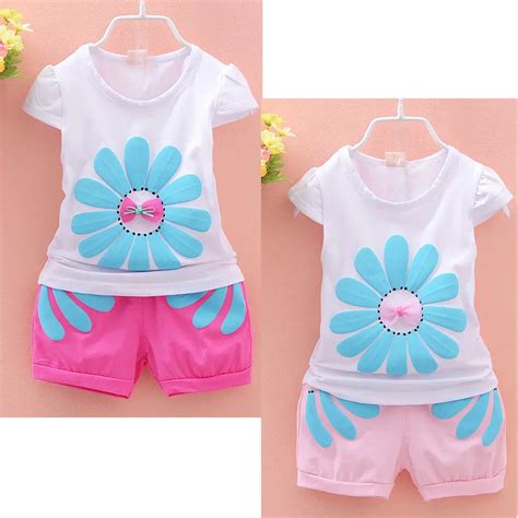 Cute Baby Girl Clothes Summer 2pcs set cotton T shirt and shorts baby ...