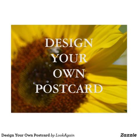 a yellow sunflower with the words design your own postcard in front of it