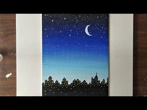 Easy Night Sky with Stars Painting for Beginners | Night Sky Landscape ...