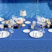 Blue Silver Dot Blue Plastic Tablecloth Rectangle Tables - Temu