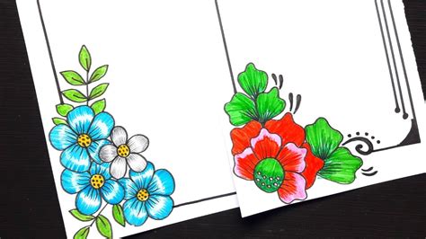 Pencil Easy Simple Flower Design Border Drawing - Goimages-A