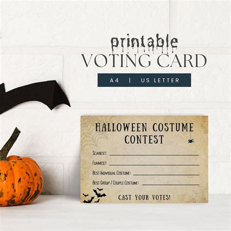 Halloween Costume Contest Voting Cards, Printable Ballot Cards Template ...