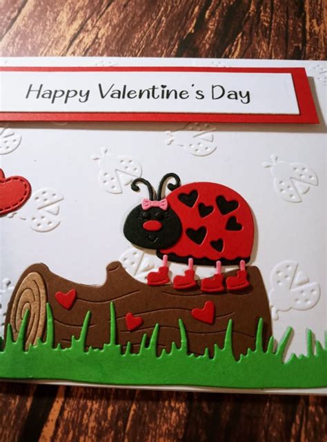 Happy Valentine's Day Ladybug Embossed One of a Kind - Etsy