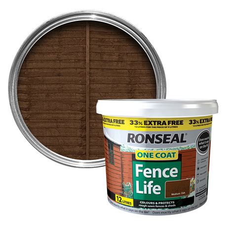 Ronseal One Coat Medium Oak Matt Shed & Fence Stain 12L | Departments | DIY at B&Q