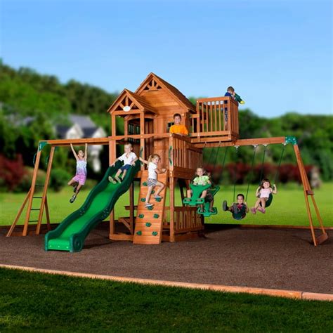 Backyard Discovery Skyfort II Wooden Cedar Swing Set - Walmart.com ...