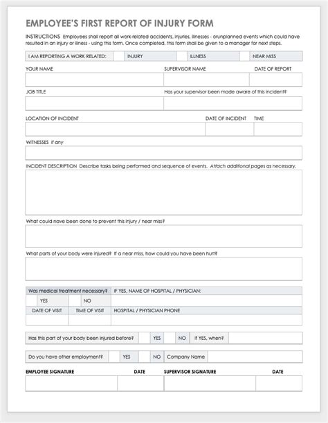 Employee Accident Report Form Printable - Printable Forms Free Online