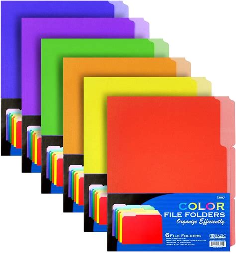 BAZIC 1/3 Cut Letter Size Color File Folder (6/Pack) (Case of 48) : Bazic Stationery/Bangkit USA ...