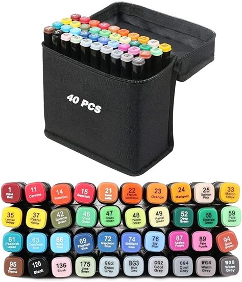 Pengpeng 40 Colors Graphic Marker Pen Art Sketch Twin Marker Pen ...