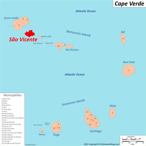 Map of São Vicente Island | Cape Verde