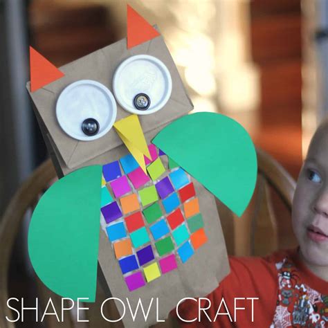 Colorful Shape Owl Craft for Kids - Toddler Approved