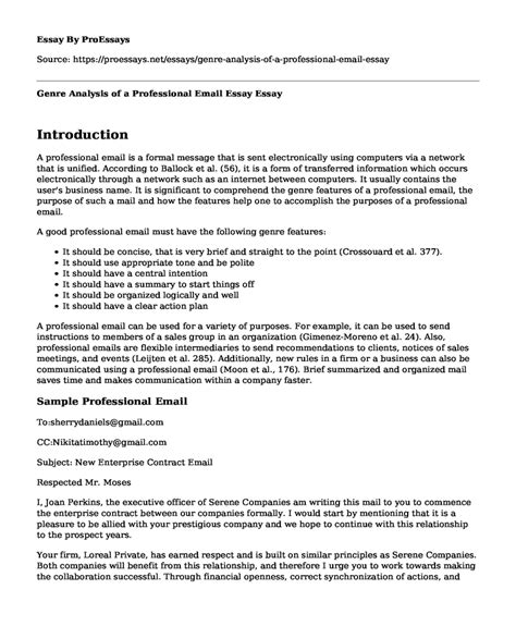 📌 Genre Analysis of a Professional Email Essay - Free Essay, Term Paper Example | ProEssays.net