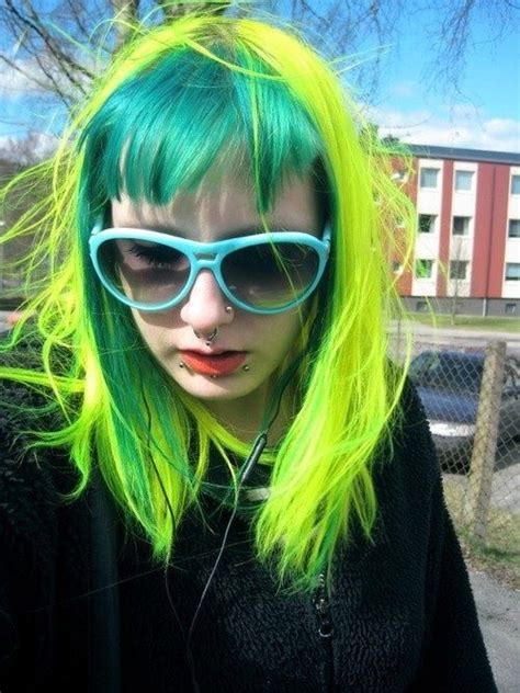 Neon Green Hair, Yellow Hair, Blue Hair, Hair Inspo Color, Hair Color ...