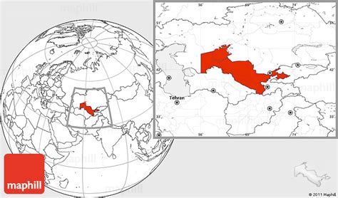 Blank Location Map of Uzbekistan