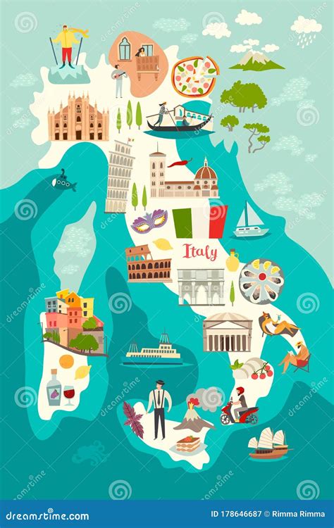 Italy Map Vector. Illustrated Map of Italy for Children/kid Stock ...