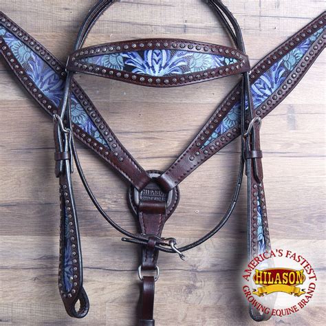 HILASON WESTERN AMERICAN LEATHER HORSE TACK SET TURQUOISE FLORAL INLAY (eBay Link) | Leather ...