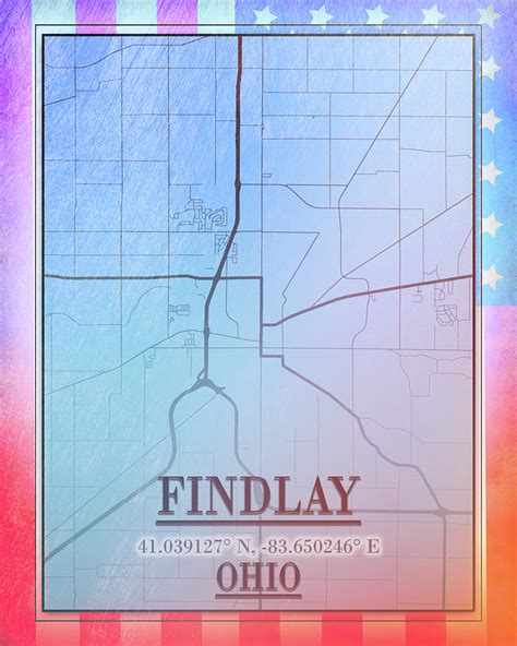 Findlay Ohio Street Map America Digital Art by Dan Sproul | Fine Art America