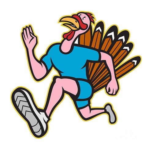 Turkey Run Runner Side Cartoon Isolated Digital Art by Aloysius ...