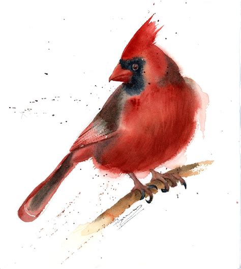 Cardinal Painting Original Watercolor American Red Winter bird wall art ...