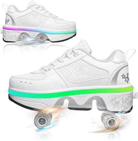 Deformation Roller Shoes Retractable Skating Shoes Four Rounds Of Running Shoes Kick Rollers ...