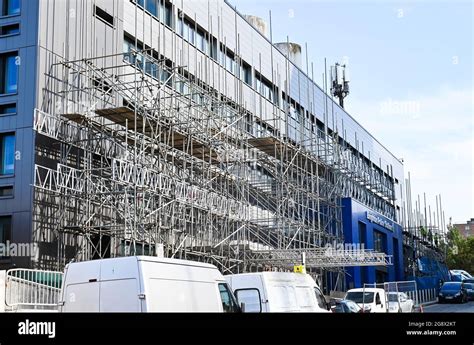 Brighton, UK. 23rd July, 2021. Scaffolding being erected over Brighton Police Station today ...