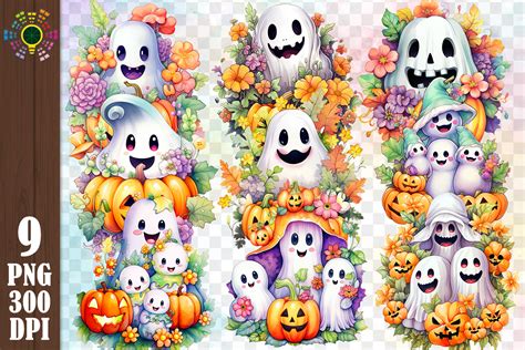 Halloween Happy Kawaii Ghosts Family Png Graphic by MICON DESIGNS ...