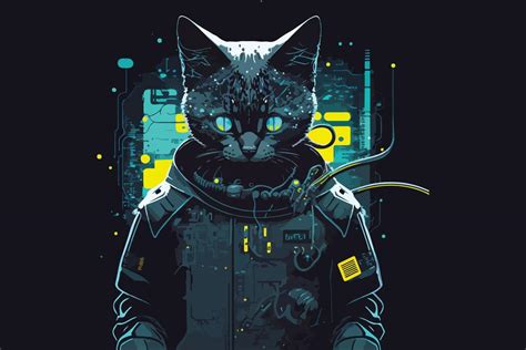 Cat cyberpunk vector illustration 22330263 Vector Art at Vecteezy