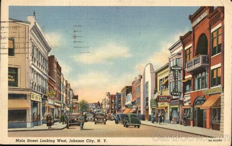 Main Street, Looking West Johnson City, NY Postcard