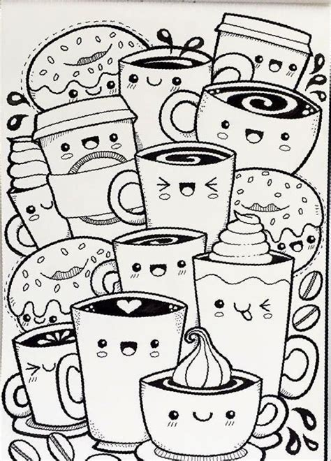 Kawaii Coffee Free Colouring Page Doodle Drawings Cute Doodle Art | My XXX Hot Girl