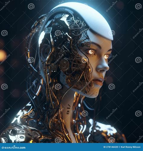 Cyborg Human-Machine Hybrid Portrait (generative AI) Stock Illustration - Illustration of hybrid ...