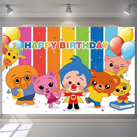 InMemory Cartoon Payaso Plim Plim Backdrops For Photography Cute Kids 1st Birthday Backgrounds ...