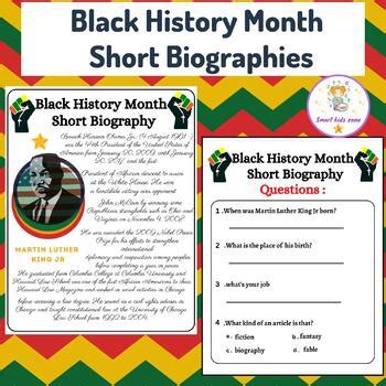 Black History Month: Short Biographies Of Famous People by Smart kids zone