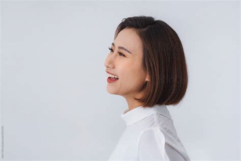 "Side View Profile Of Smiling Asian Woman Face Portrait" by Stocksy ...