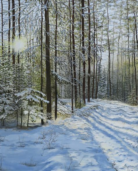 Morning In The Winter Forest, Painting by Alevtina Pugina | Artmajeur