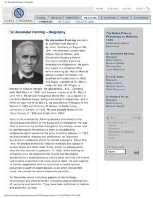 Alexander Fleming Biography - Fill Online, Printable, Fillable, Blank | pdfFiller