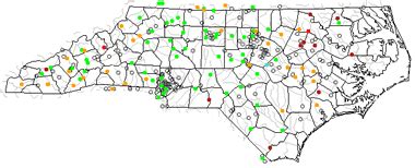 Map of North Carolina Lakes, Streams and Rivers