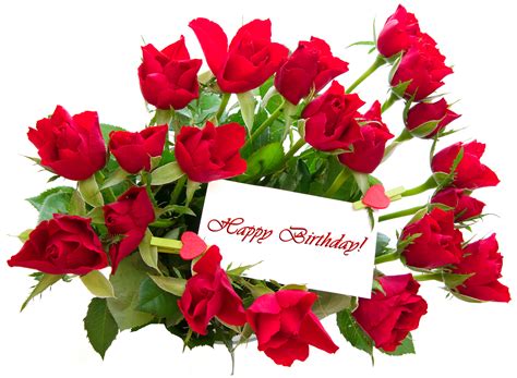 Red Roses Happy Birthday Card | Gallery Yopriceville - High-Quality Images and Transparent PNG ...