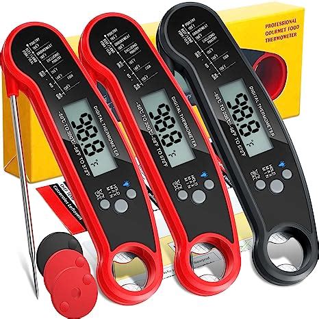 Review Leelosp 3 Pcs Digital Meat Thermometer with Probe Waterproof Fast Read Food Thermometer ...