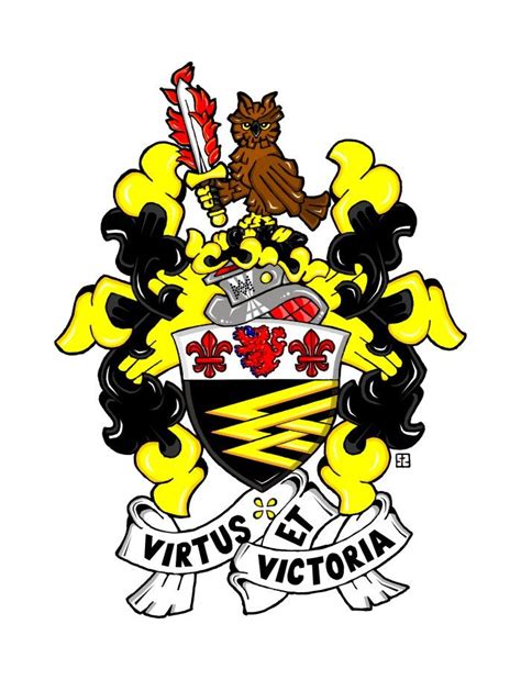 the coat of arms of victoria is yellow and black with red, white, and blue accents