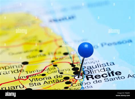 Recife pinned on a map of Brazil Stock Photo - Alamy