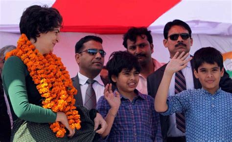 Priyanka with children during UP rally, Photo Gallery