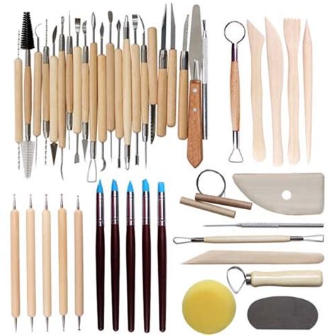 Clay Sculpting Tools Pottery Carving Tool Set - Includes Clay Color ...