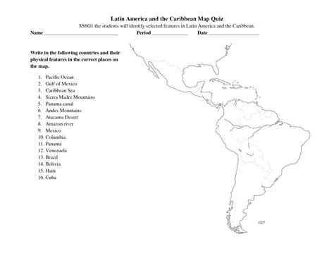 Central America Map Quiz Printable