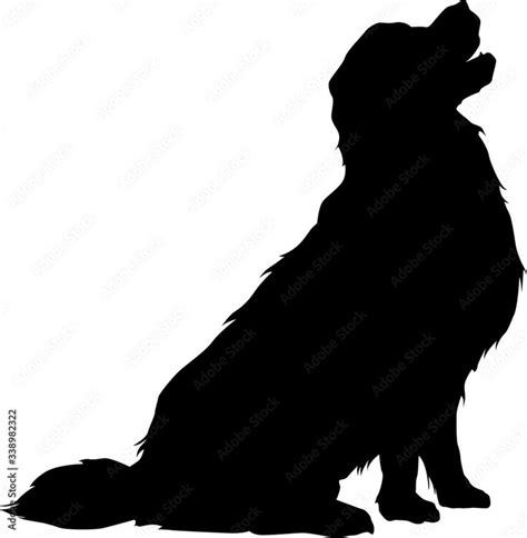 Vector silhouette of a golden retriever dog sitting Stock Vector | Golden retriever silhouette ...