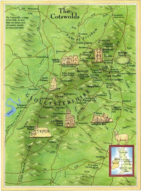 Map of the Cotswolds | Cotswolds map, Cotswolds, Cotswolds england