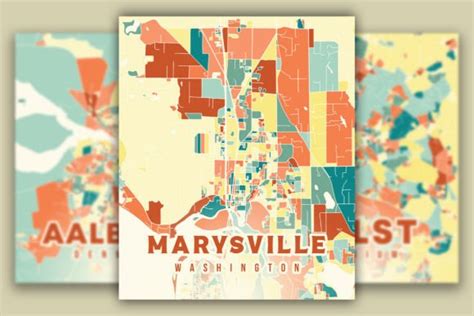 Marysville Washington Colorful Map Graphic by Poster Boutique ...