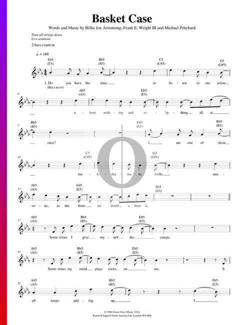 Basket Case (Green Day) Piano Sheet Music - OKTAV