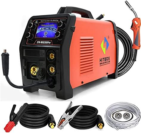 HITBOX MIG Welder 200Amp Inverter MIG ARC Lift TIG Gas Gasless 4 in 1 Multifunction MIG Welding ...