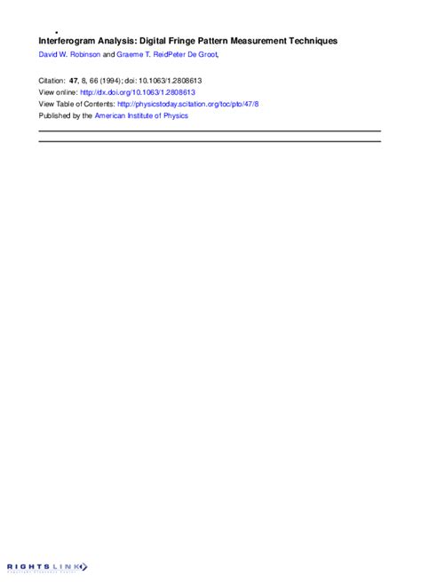 (PDF) Interferogram Analysis: Digital Fringe Pattern Measurement Techniques | Malgorzata ...