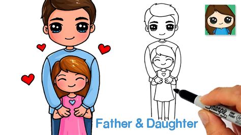 How to Draw a Father and Daughter Father's Day Love